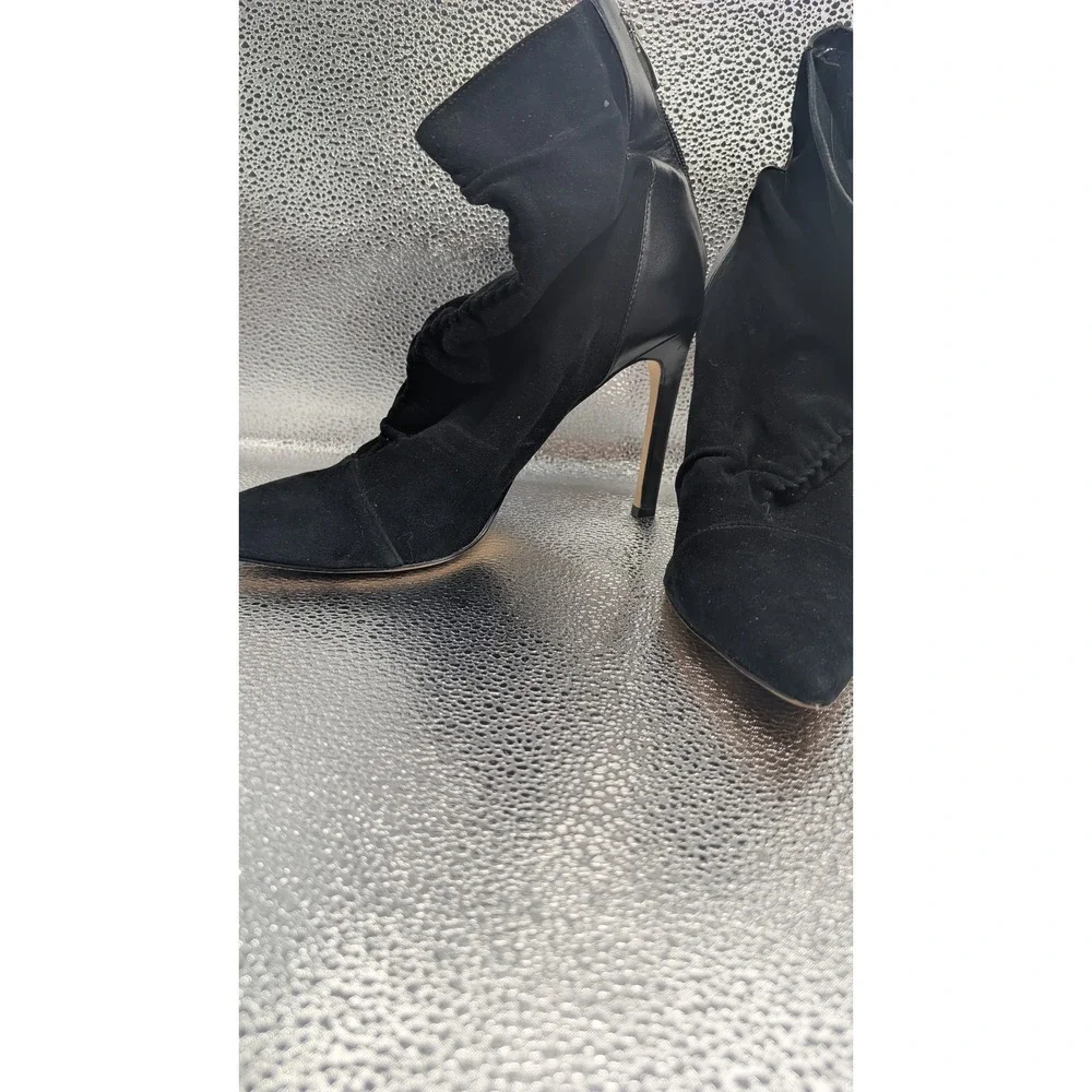 Nine West‎ Womens Black Suede Ruched Pointed Toe Stiletto Ankle Boots Size 11M